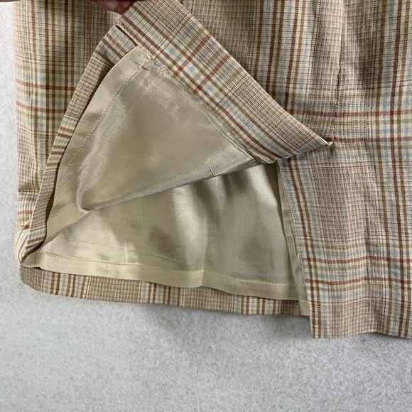 VTG Lands End Womens Plaid Skirt Sz S/M Academia Preppy Countryside Cotton Linen - Picture 6 of 12